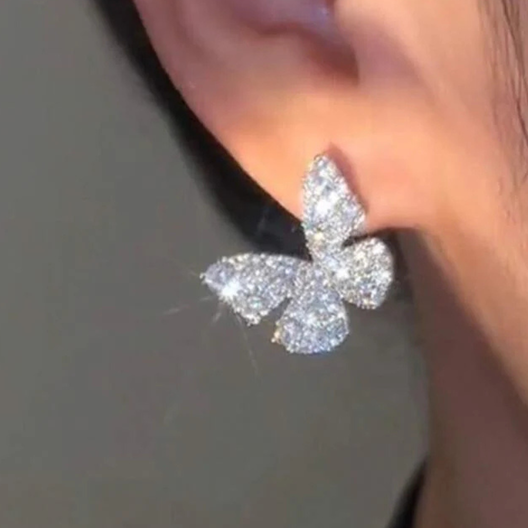 Shimmering Crystal Butterfly Stud Earrings for Women