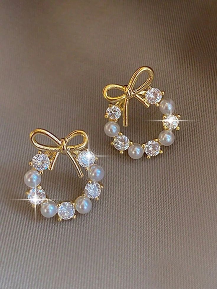 Leaf Pearl Stud Earrings with Gold Finish for Women