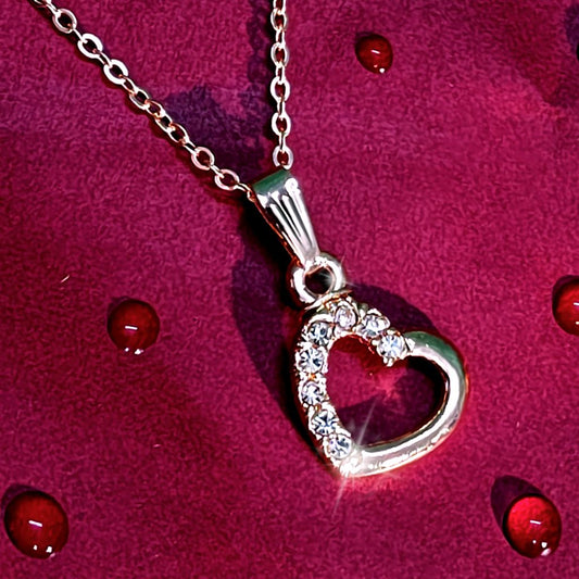 Rose Gold Sparkling Heart Charm Pendant