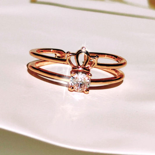 Rose Gold Crown Solitaire Ring