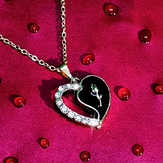 Dual Tone Heart Rose Pendant
