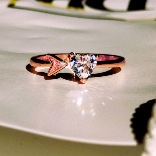 Rose Gold Arrow Heart Ring